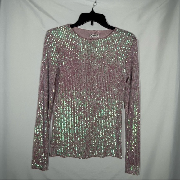 Cachet Tops - Free People Gold Rush Sequin Top In Champagne Float Pink, Size Small, NWOT.